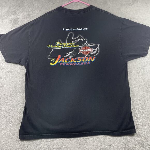 Harley Davidson Shirt Adult 2XL Black Motorcycle Biker SS Graphic Tee Jackson TN - Picture 1 of 16
